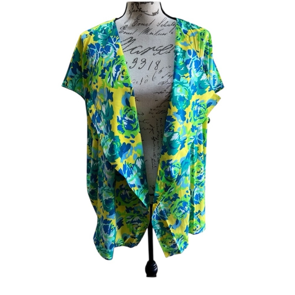 NWT C Wonder Christian Siriano Floral Kimono Green Yellow Sz M/L